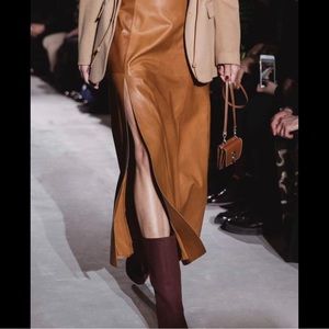 Salvatore Ferragamo Vicuna Flared Nappa Skirt NWT Size EU 46/US 10